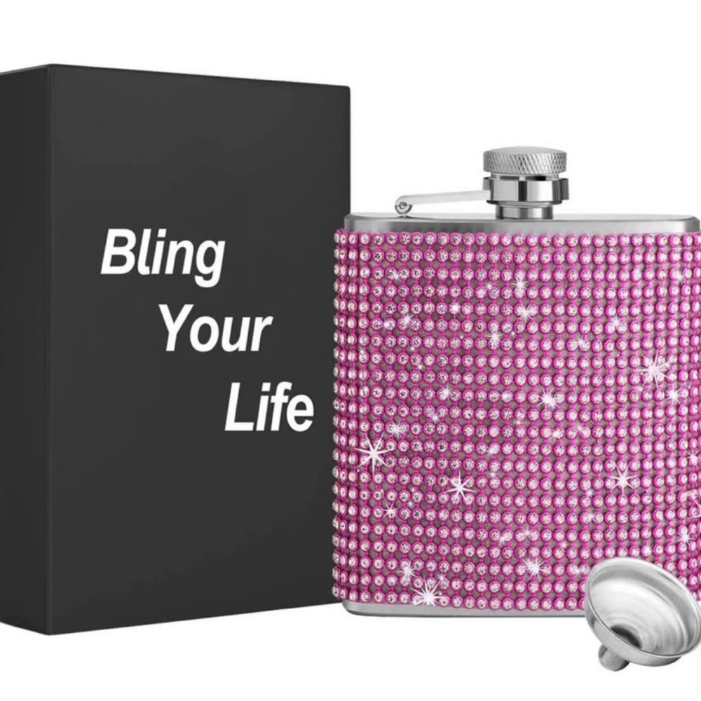 Pink Rhinestone Flask